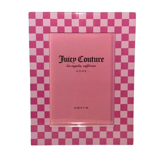 Juicy Couture Home Pink Checkerboard Print Stand Up Photo Picture Frame 5” x 7” - Picture 1 of 7